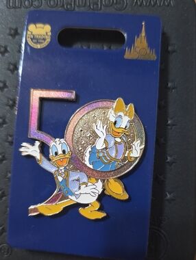 Disney Enamel Pin Backers on Navy Blue Card with Gold Accents